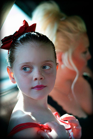 Girl with red bow